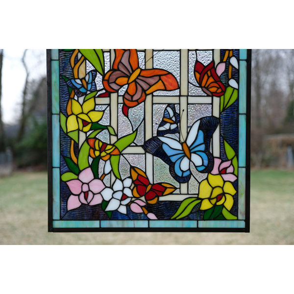Astoria Grand Stained Glass Butterfly Garden Window Panel Wayfair